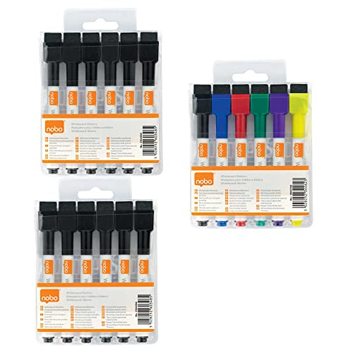 Rexel Mini-Marker (trocken abwischbar) 6 Stück diverse Farben + 12 Stück schwarz extra von Rexel
