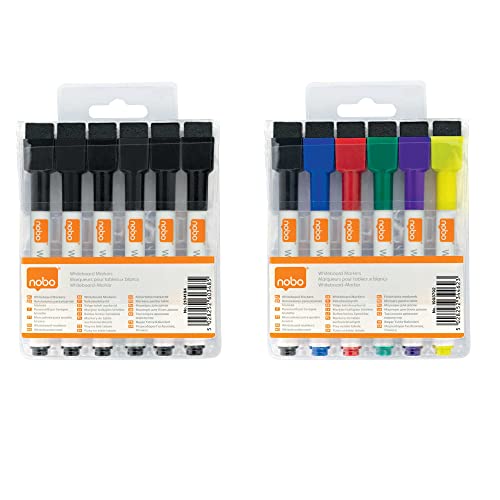 Rexel Mini-Marker (trocken abwischbar) 6 Stück diverse Farben + 6 Stück schwarz extra von Rexel