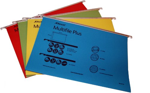 Rexel Multifile Plus Hängeregistermappe, Foolscap, V-Boden, 15 mm, 20 Stück, farblich sortiert von Rexel