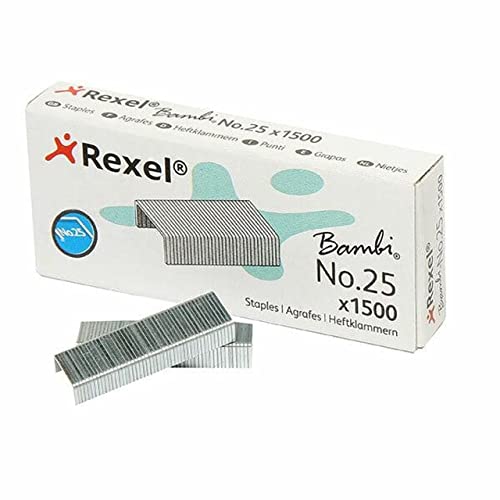 Rexel 5020 Nummer 25, Heftklammern 4 mm, 1500 Stück, silber von Rexel
