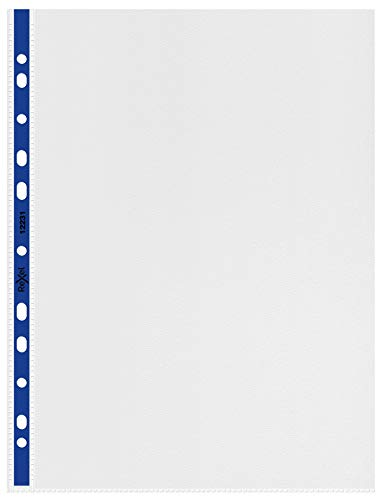 Rexel Nyrex Prospekthüllen (verstärkt, blauer Rand, oben offen, Format A4) 25 Stück transparent von Rexel