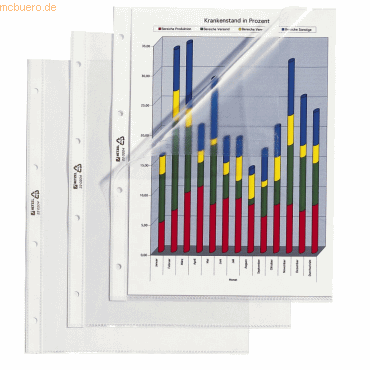 Rexel Prospekthüllen A4 PVC 100my oben und Links offen genarbt VE=100 von Rexel