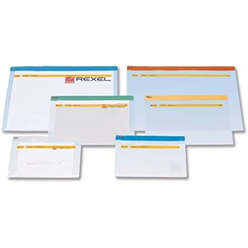 Rexel Reißverschlusstasche robustes PVC transparent mit farbigem Verschluss A5 1 Stück farblich sortiert von Rexel
