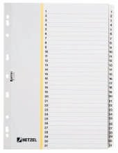 Rexel Zahlenregister aus Mylarkarton, beidseitig für A4, 170 g/m2, 5 Blatt, 1 Stück, weiß von Rexel