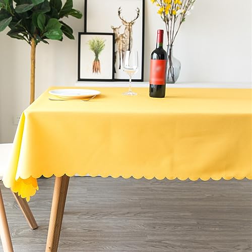 Reyox Tischdecke Polyester Tischwäsche Fleckschutz Abwaschbar Tischtuch für Home Hochzeit Party Dekoration Gelb 140 x 180 cm Rechteckig von Reyox