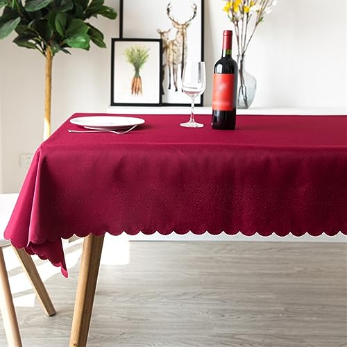 Reyox Tischdecke Polyester Tischwäsche Fleckschutz Abwaschbar Tischtuch für Home Hochzeit Party Dekoration Weinrot 160 x 160 cm Rechteckig von Reyox