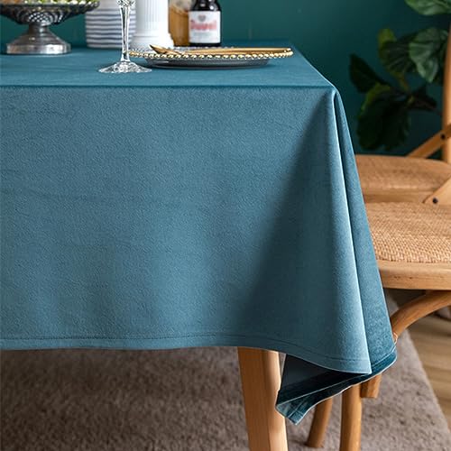 Reyox Tischdecke Samt Baumwolle Tischwäsche Abwaschbar Tischtuch Fleckschutz für Home Küche Dekoration Nebelblau 100 x 100 cm Quadratisch von Reyox