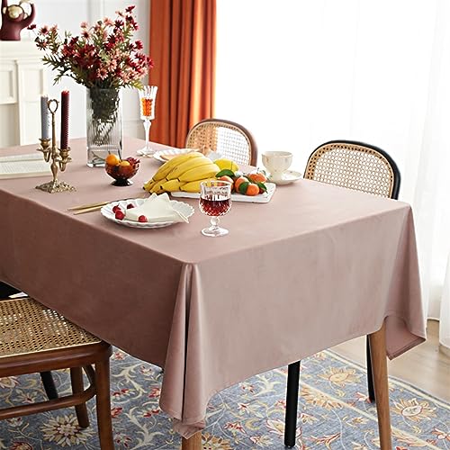 Reyox Tischdecke Samt Baumwolle Tischwäsche Abwaschbar Tischtuch Fleckschutz für Home Küche Dekoration Rosa 135 x 220 cm Rechteckig von Reyox