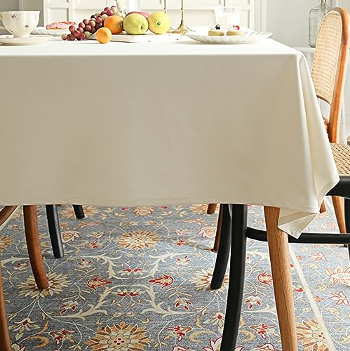 Reyox Tischdecke Samt Baumwolle Tischwäsche Abwaschbar Tischtuch Fleckschutz für Home Küche Dekoration Weiß 160 x 260 cm Rechteckig von Reyox