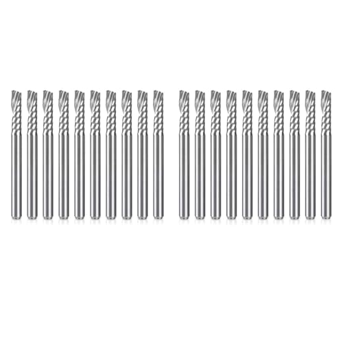 Rfeeuubft 20Er-Pack CNC-Fräser Bits 1/8 Schaft Spiral Upcut Fräser Einzelflöten-Schaftfräser Set Fräser Frischstahl Gravur Schnitzwerkzeuge Kit für MDF Acryl PVC Rfeeuubft 20Er-Pack CNC-Fräser Bits 1/8 Schaft Spiral Upcut Fräser Einzelflöten-Schaftfräser Set Fräser Frischstahl Gravur Schnitzwerkzeuge Kit für MDF Acryl PVC von Rfeeuubft
