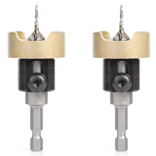 Rfeeuubft 2X Holzbearbeitungs-Senkbohrer mit Hartmetallbestückter, Einstellbarer Tiefe, No-Thrust-Kugellager für 3/8X3/32 X1/4 -Bit von Rfeeuubft