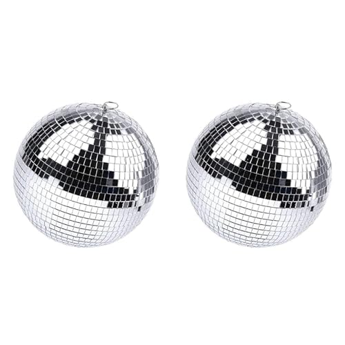 Rfeeuubft 2X Silberne Verspiegelte Discokugel zum AufhäNgen mit Ring zum AufhäNgen für Lichteffektpartys, Heimdekoration, ClubbüHne (8) von Rfeeuubft