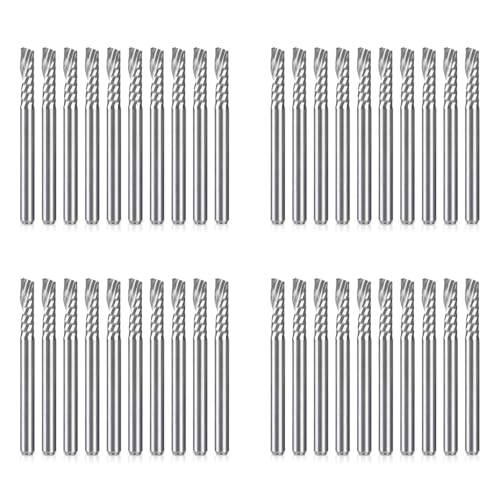 Rfeeuubft 40Er-Pack CNC-FräSer Bits 1/8 Schaft Spiral Upcut FräSer EinzelflöTen-SchaftfräSer Set FräSer Frischstahl Gravur Schnitzwerkzeuge Kit für MDF Acryl PVC Rfeeuubft 40Er-Pack CNC-FräSer Bits 1/8 Schaft Spiral Upcut FräSer EinzelflöTen-SchaftfräSer Set FräSer Frischstahl Gravur Schnitzwerkzeuge Kit für MDF Acryl PVC von Rfeeuubft