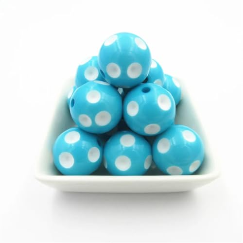 20 mm, 100 Stück/Beutel, gepunktete Perlen, klobige Perlen für Halsketten, Schmuck/DIY, handgefertigt, blau, 20 mm, 100 Stück pro Beutel von Rfmfkkg