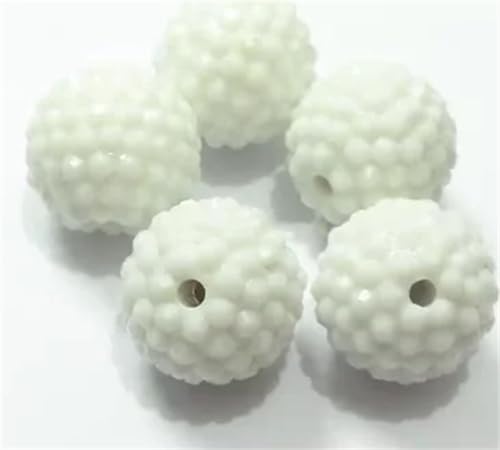20 mm, 100 Stück/Strass-Perlen, passend für klobige Halsketten/DIY/handgefertigt/Perlen-Stiftschmuck, solidweiß, 20 mm, 100 Stück pro Beutel von Rfmfkkg