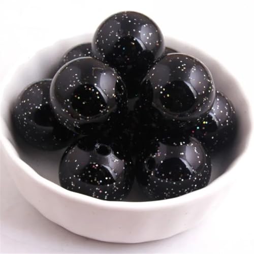 Acrylperlen für die Herstellung von Halsketten, Perlen für Schmuckherstellung, DIY, Handwerk, Schwarz, 20 mm, 100 Stück pro Beutel, 100 Stück von Rfmfkkg