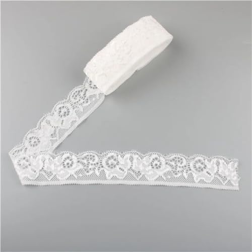 Elastische Spitzenborten zum Nähen von Kleidung, Hochzeitsdekorationen, 30 mm, Stretch-Spitzenband, weiß, 4,5 m von Rfmfkkg