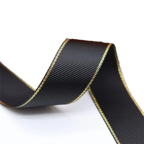 Ripsband für Haarschleifen/Geschenkverpackung, 10 mm/25 mm/38 mm, glitzernd, goldfarben, Breite 25 mm, 9,1 m von Rfmfkkg