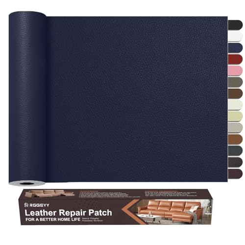 RggEyy Kunstleder Selbstklebend Marineblau, 40x160cm Leder Reparatur Set, Leder Patch, Selbstklebend Lederflicken Leather Repair für Sofa, Möbel, Autositze, Jacken, Handtaschen. von RggEyy