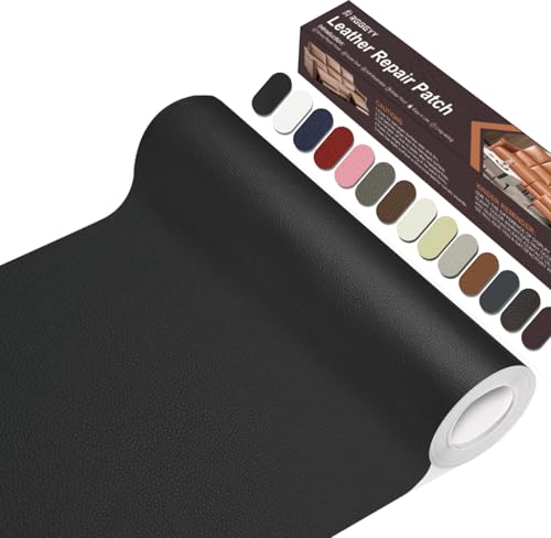 RggEyy Leder Reparatur Set Schwarz, 20 x 100 cm Kunstleder Selbstklebend, Lederflicken Selbstklebend, Kunstleder Reparaturset, Leder Patch für Sofa, Möbel, Autositze, Jacken, Handtaschen. von RggEyy