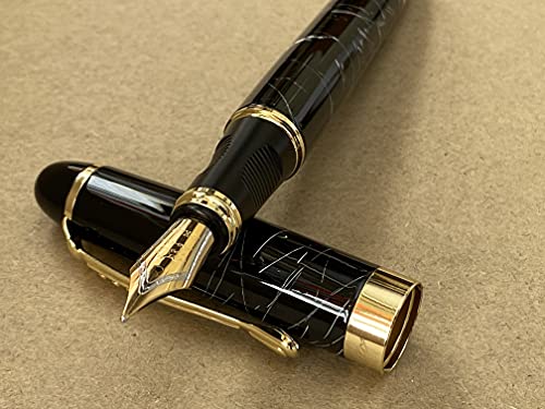 Jinhao x450 Füllfederhalter, 0,5 mm, mittelfeine Feder, von Rhapsody Ink Pens (schwarze und weiße Linien) von Rhapsody