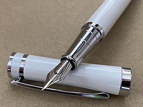 Rhapsody Ink Pens 3035 Füllfederhalter aus Stahl, 0,5 mm, mittlere feine Spitze, Perlglanzweiß von Rhapsody