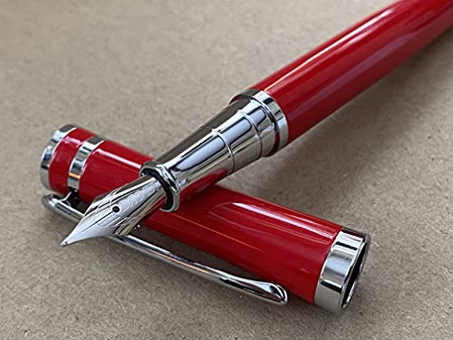Rhapsody Luxuriöser 3035 Executive Füllfederhalter aus Stahl mit roter Tinte, 0,5 mm mittelfeine Feder Rhapsody Luxuriöser 3035 Executive Füllfederhalter aus Stahl mit roter Tinte, 0,5 mm mittelfeine Feder von Rhapsody