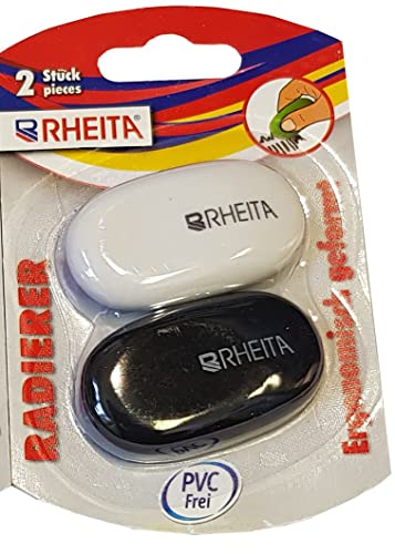 Rheita 0137-4B ergonomische Radierer, PVC-frei, farblich sortiert, 2 Stück auf Blisterkarte von Rheita