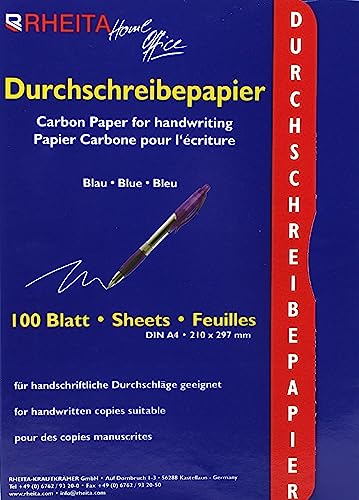 Rheita Durchschreibepapier blau schreibend, Mappe mit 100 Blatt von Rheita