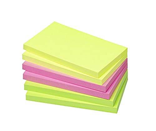 Rheita R5855-21 Haftnotizen 6er Pack, je 2 in gelb, pink, grün, 125 x 75 mm, 80 Blatt pro Block von Rheita