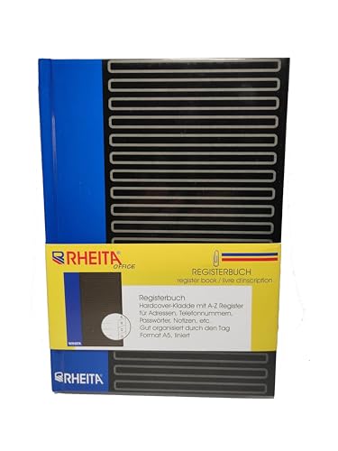 Rheita Registerbuch A5, Passwortbuch, Adressbuch Format DIN A5, liniert, Hardcover 96 Blatt (192 Seiten) von Rheita