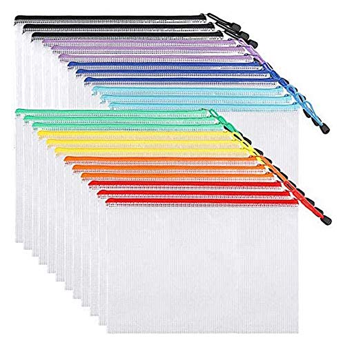 Rheross 24-Teilige Netz-ReißVerschlusstasche Dokumententasche, Ordner mit Kunststoff-ReißVerschlussdateien, BriefgrößE / A4-GrößE, für BüRomaterial Rheross 24-Teilige Netz-ReißVerschlusstasche Dokumententasche, Ordner mit Kunststoff-ReißVerschlussdateien, BriefgrößE / A4-GrößE, für BüRomaterial von Rheross