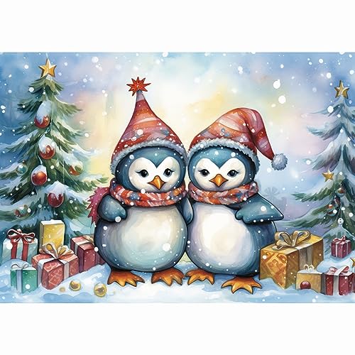 Rheskbecy Christmas Diamond Painting Set für Erwachsene,DIY 5D diamond painting weihnachten bilder Pinguin,Diamond Painting für Kinder,Home Wall Decor 30x30cm von Rheskbecy