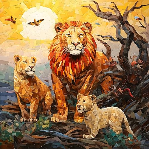 Rheskbecy Diamond Painting,DIY 5D Diamant Painting männlicher Löwe,Diamond Painting Set für Erwachsene,Home Wall Decor 40x40cm von Rheskbecy