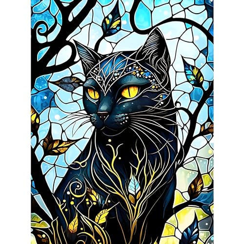 Rheskbecy Diamond Painting Set für Erwachsene ,DIY 5D Diamant Painting Glasmalerei Katze, Malen nach Zahlen Diamant Anfänger,Home Wall Decor 30x40cm Rheskbecy Diamond Painting Set für Erwachsene ,DIY 5D Diamant Painting Glasmalerei Katze, Malen nach Zahlen Diamant Anfänger,Home Wall Decor 30x40cm von Rheskbecy