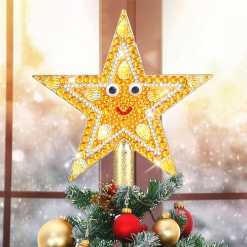 Rheskbecy Diamond Painting Weihnachtsbaum Topper Star Christbaumspitze Stern Weihnachtsbaum Spitze Christbaumschmuck Glitzernde Baum Ornament Tannenbaum Stern Weihnachtsfeier Decoartio14cm/5.5in von Rheskbecy