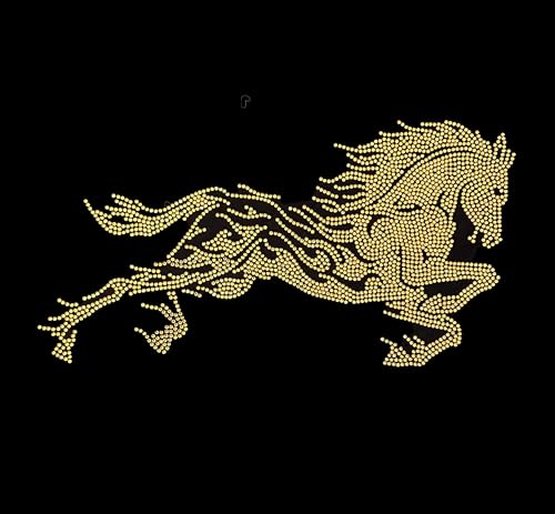 Strass-Transfer mit goldenem Pferd, zum Aufbügeln, Wärmeübertragung, goldfarbene Pferdeapplikation, schillerndes Zubehör Strass-Transfer mit goldenem Pferd, zum Aufbügeln, Wärmeübertragung, goldfarbene Pferdeapplikation, schillerndes Zubehör von Rhinestop