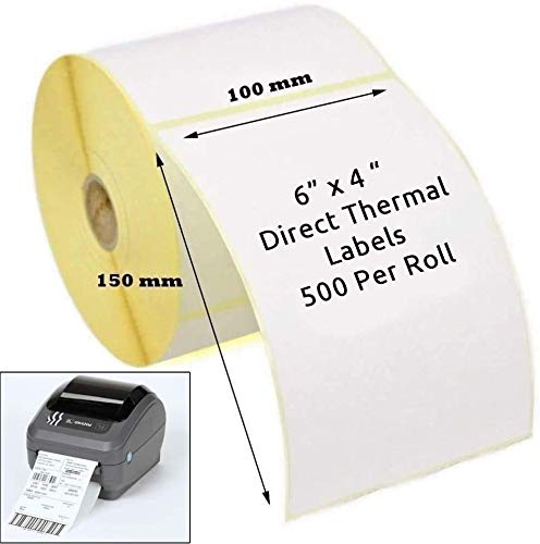 Thermo-Etiketten, 100 mm x 150 mm, für Zebra Drucker GK420D GX420D GK420T (5000 Etiketten), Weiß, 10 Rollen von Rhino Gadget