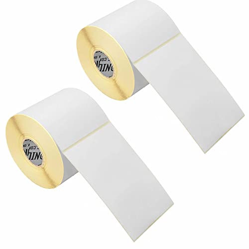 Rhino Gadget Thermodrucker-Etiketten, Weiß, 100 x 150 mm, 1000 Etiketten (2 Rollen), für Zebra GK420D GX420D GK420T, Datamax von Rhino Gadget
