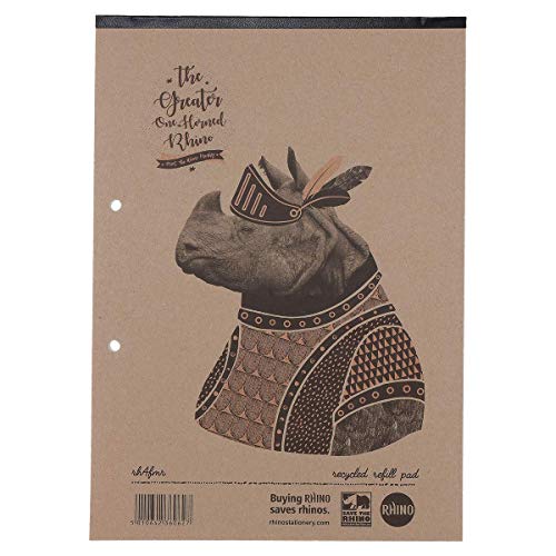 RH4FMR-0 Save The Rhino Notizblock, A4, 160 Seiten, 8 mm liniert und Rand von Rhino