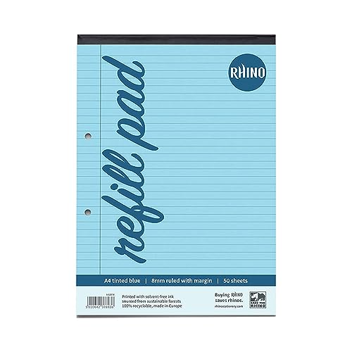 Rhino Schreibblock A4 getöntes Papier zum Auffüllen von Ringbüchern A4 blau Rhino Schreibblock A4 getöntes Papier zum Auffüllen von Ringbüchern A4 blau von Rhino