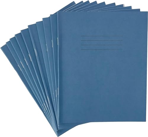 Rhino Schulhefte, 8 x 6,5 cm, 48 Seiten/10 mm, kariertes Papier, 10 Stück, Schreibbuch, Büro- und Schulbedarf, Hellblau von Rhino