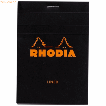 10 x Rhodia Notizblock Rhodia Nr. 12 8,5x12cm liniert 80 Blatt schwarz von Rhodia