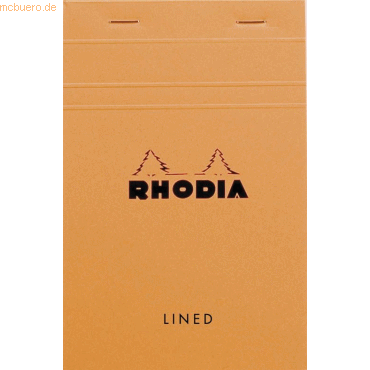 10 x Rhodia Notizblock Rhodia Nr. 14 11x17cm liniert 80 Blatt orange von Rhodia