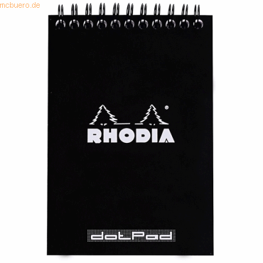5 x Rhodia Spiralnotizblock A6 80 Blatt 80g Dot Lineatur schwarz von Rhodia