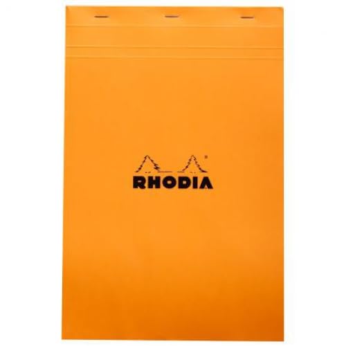 Block Nr. 19, Orange, Format 210 x 318 cm (A4, unbefestigt), 80 Blatt, 80 g/m², geheftet, kariert 5 x 5 von Rhodia