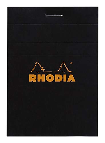 Rhodia 112009C Notizblock (DIN A7, 7,4 x 10,5 cm, geheftet, kariert, 80 Blatt) 1 Stück schwarz von Rhodia