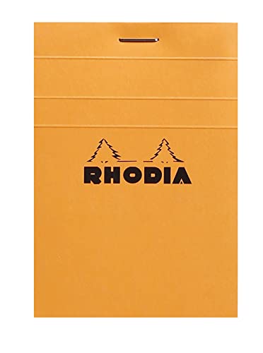 Rhodia 11200C Notizblock (DIN A7, 7,4 x 10,5 cm, geheftet, kariert, 80 Blatt) 1 Stück orange von Rhodia