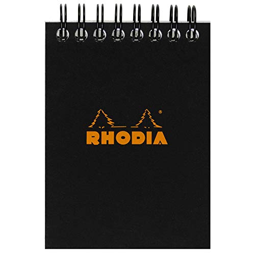 Rhodia 115009C Notizblock (A7, Doppelspirale kariert, 80 Blatt) 1 Stück schwarz von Rhodia