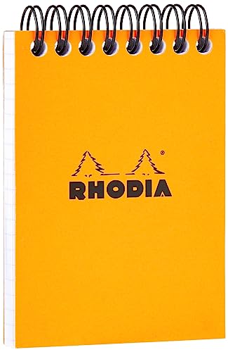 Rhodia 11500C Notizblock (A7, Doppelspirale kariert, 80 Blatt) 1 Stück orange von Rhodia